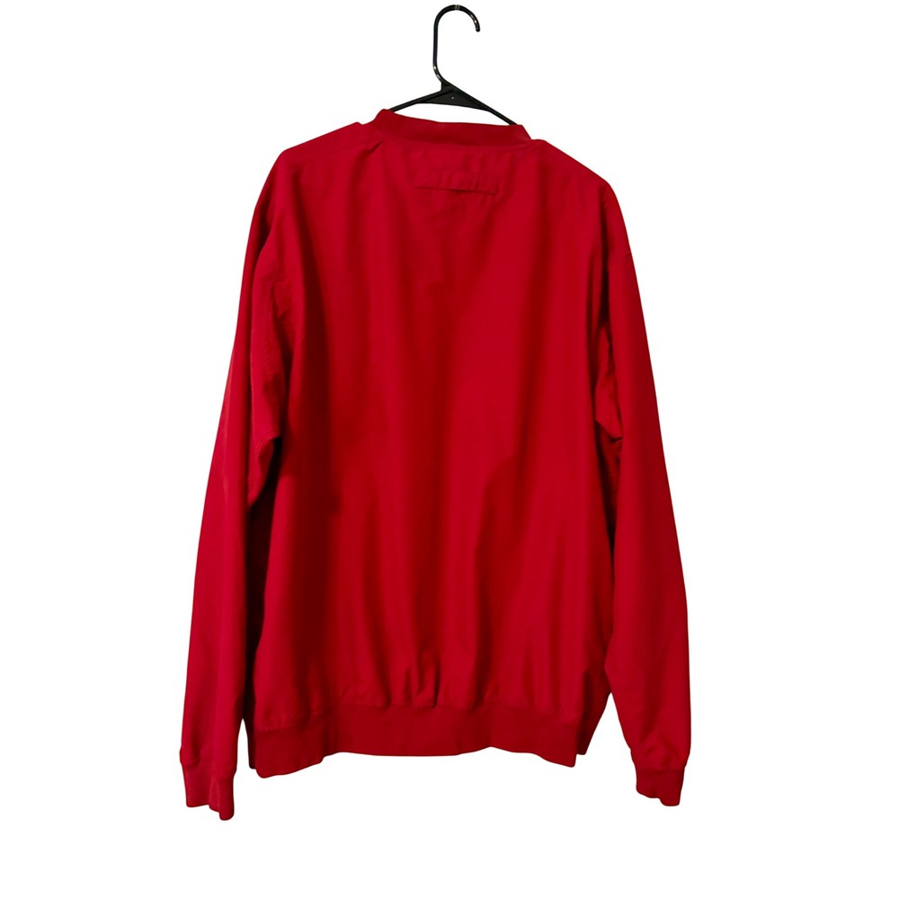 Duluth Trading Co Mens Large Tall Red V-Neck Windbreaker Pullover Jacket Pocket - Picture 3 of 3